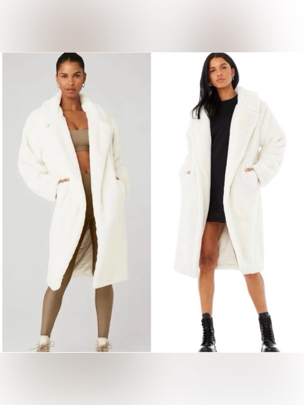 Alo Yoga Oversized Faux Fur Trench Coat Super Soft White Size XS